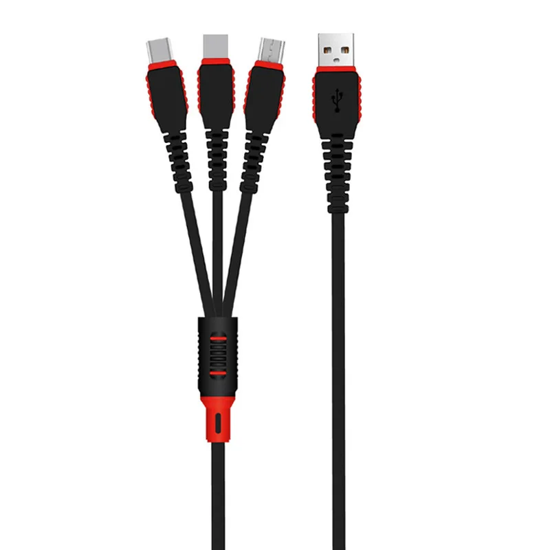 1.2 m Üçü Bir Arada Veri Kablosu Yeni Stil USB Hızlı Şarj Android için Tip-c Veri Kablosu Üçlü İphone USB kablosu Uzatma