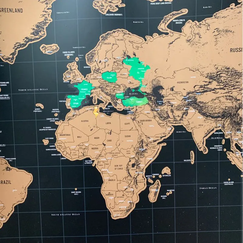 1 adet Deluxe Silme Dünya Seyahat Haritası Çizik Kapalı Dünya Haritası Seyahat Scratch Harita Odası ev ofis dekorasyonu duvar çıkartmaları