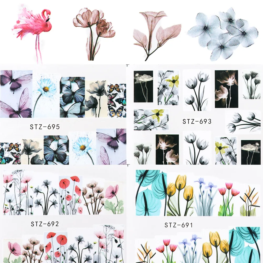1 Takım Karışık Çıkartmalar Çivi için Gül Çiçek Kelebek Su Çıkartmaları Nail Art Dekorasyon Kaymak Lehçe Folyo Kağıt İpuçları