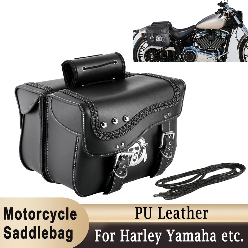 1 Çift Motosiklet Heybe Büyük Kapasiteli Su Geçirmez PU Deri Arka Yan çantalar depolama Bagaj Evrensel Harley Yamaha vb