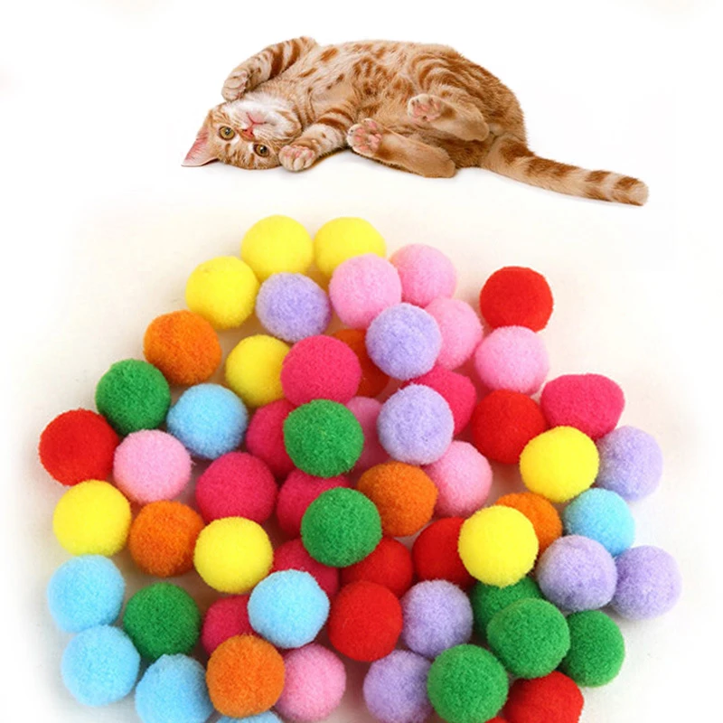 10 20 adet / grup Yumuşak Kedi Oyuncak Peluş Topları Yavru Oyuncaklar Şeker Renk Renkli Top İnteraktif Kedi Oyuncak Oyun Scratch Yakalamak Hamster Oyuncak