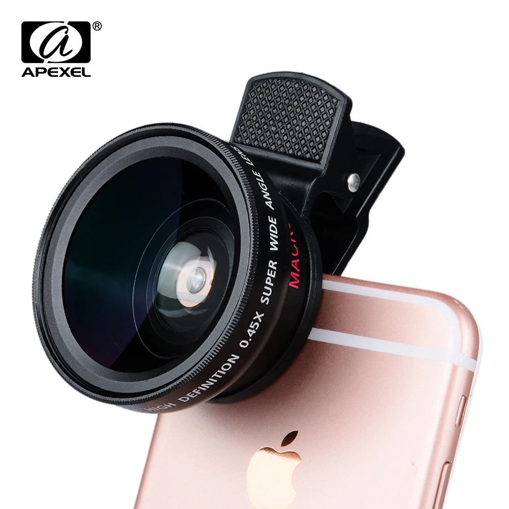 10 adet / grup 0.45 x Süper Geniş Açı & 12.5 x Süper Makro Lens Profesyonel HD Kamera Lens iphone 6 s 7 Artı Xiaomi Samsung