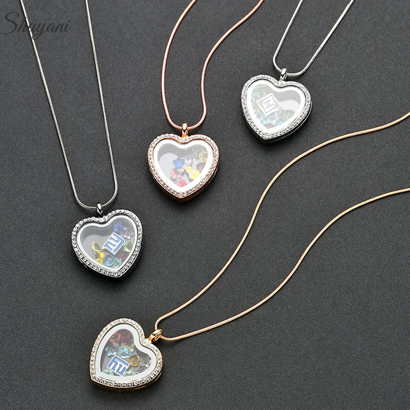 10 Adet Kristal Kalp Cam Yüzen Bellek Fotoğraf Medaillon Madalyon Kolye Kolye Kadınlar İçin Yaşayan Relicario Collier Takı