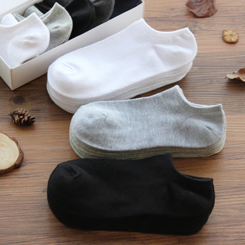 10 Çift Kadın Çorap Nefes Spor çorap düz Renk Tekne çorap Rahat Pamuk ayak Bileği Çorap Beyaz Siyah