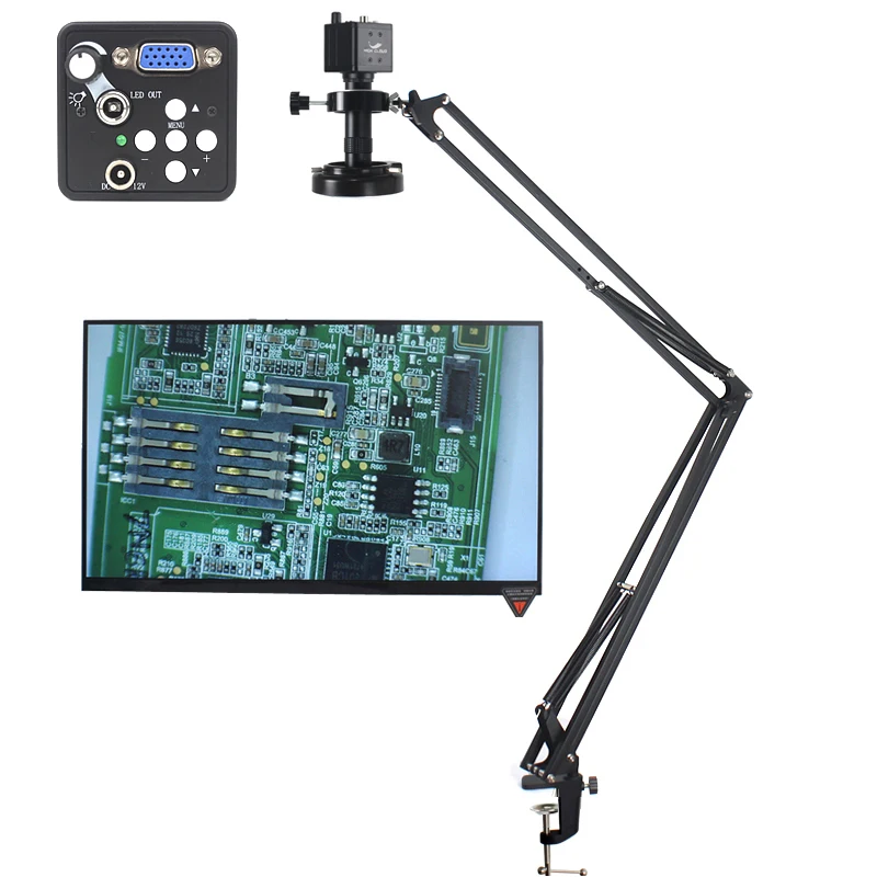 1080P 13MP VGA Endüstriyel Video Dijital Mikroskop Kamera 130X Zoom C Dağı Lens Konsol Standı Telefon PCB Tamir Lehimleme