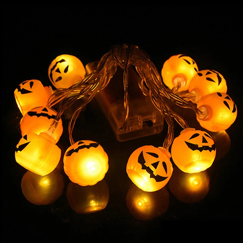 10LED cadılar bayramı kabak örümcek yarasa kafatası dize ışıkları lamba DIY asılı korku cadılar bayramı dekorasyon ev partisi malzemeleri için