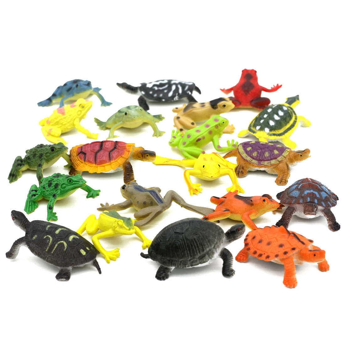 12 Adet Renkli Plastik Kurbağalar Kaplumbağalar Simüle Hayvan Modeli Eylem oyuncak figürler Zor Oyuncaklar Dinozor İlginç Oyuncak Çocuklar için