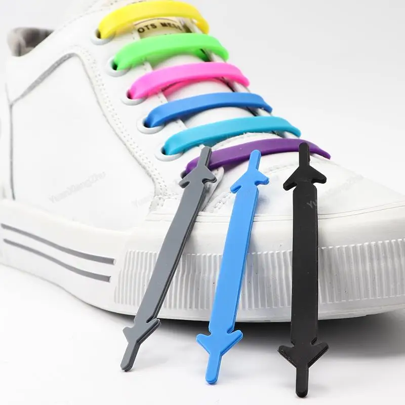 12 Adet Silikon Ayakabı Ayakkabı Elastik Danteller Sneakers Hiçbir Kravat Ayakkabı bağcıkları Çocuklar Yetişkin Kauçuk Ayakkabı Bağı Tek Beden Herkese Uyar ayakkabı