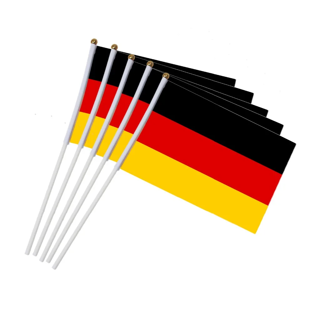 14x21cm 5 adet Alman bayrağı el sallayarak bayrakları Plastik Bayrak Direkleri NN015