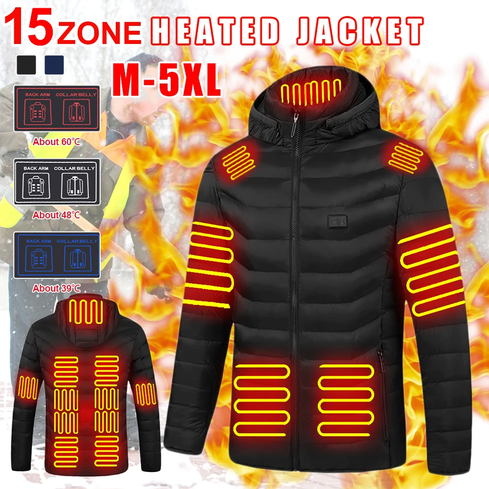 15 Alanları erkek ısıtmalı ceket kadın rüzgarlık sıcak yelek USB ısıtma ceketler ısıtmalı yelekler yürüyüş avcılık ceket sonbahar kış