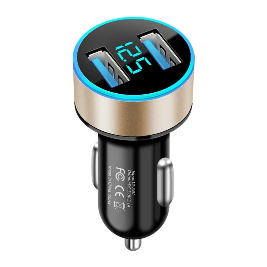 18W 3.1 A Araba Aksesuarları çift USB dijital ekran araba şarjı Taşınabilir Araç Çakmak LED Ekran İle araba şarjı