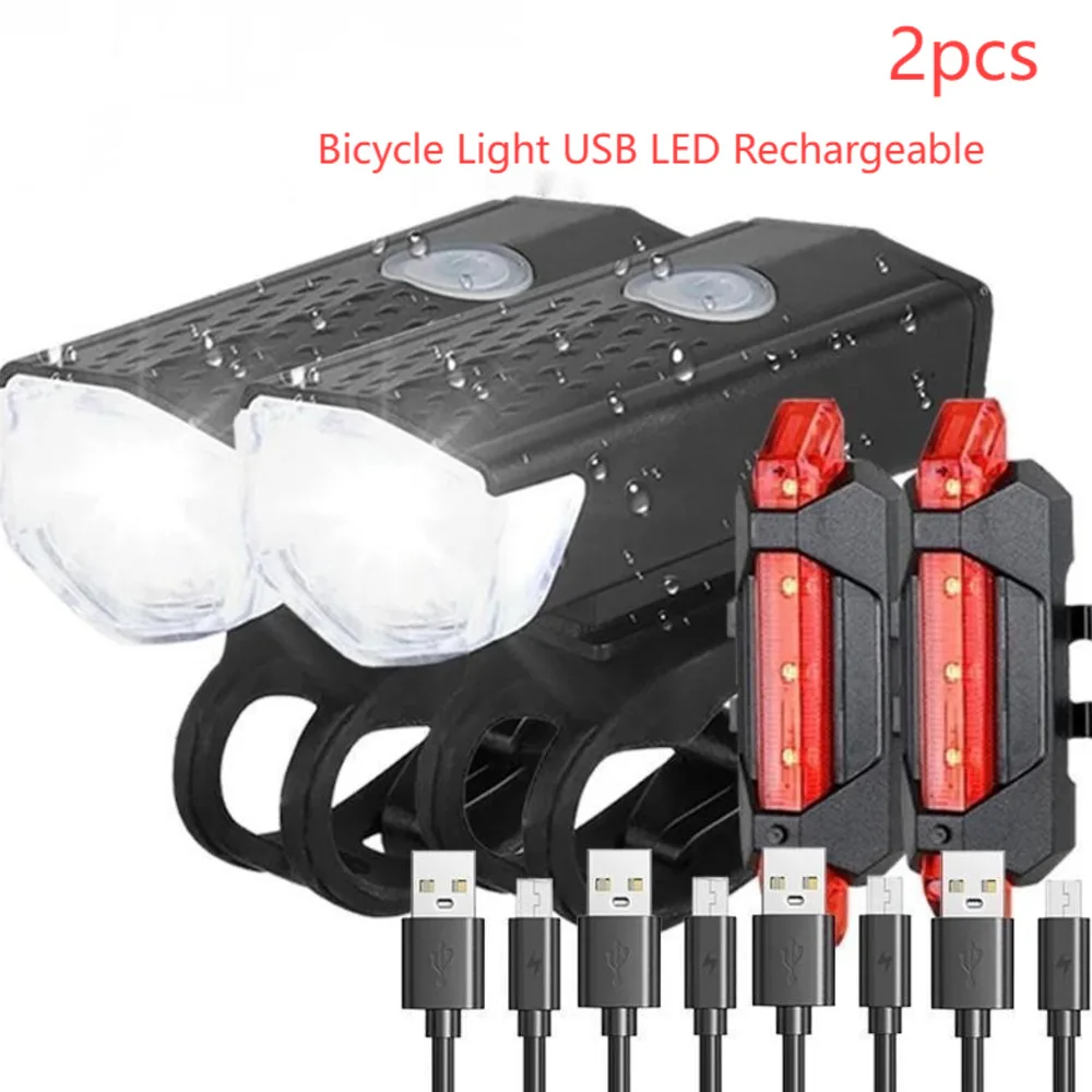 2 adet MTB bisiklet ışığı Bisiklet Ön arka ışıkları Seti Dağ Bisikleti Gece Bisiklet Far USB LED Güvenlik ışıkları Bisiklet Aksesuarları