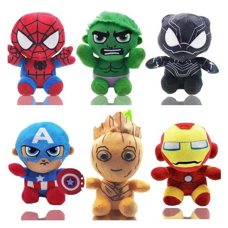 20 CM Marvel Avengers Dolması peluş oyuncaklar Örümcek Adam Capatain Amerikan Sevimli Karikatür Yumuşak Peluş Bebek Çocuk Boys Hediye