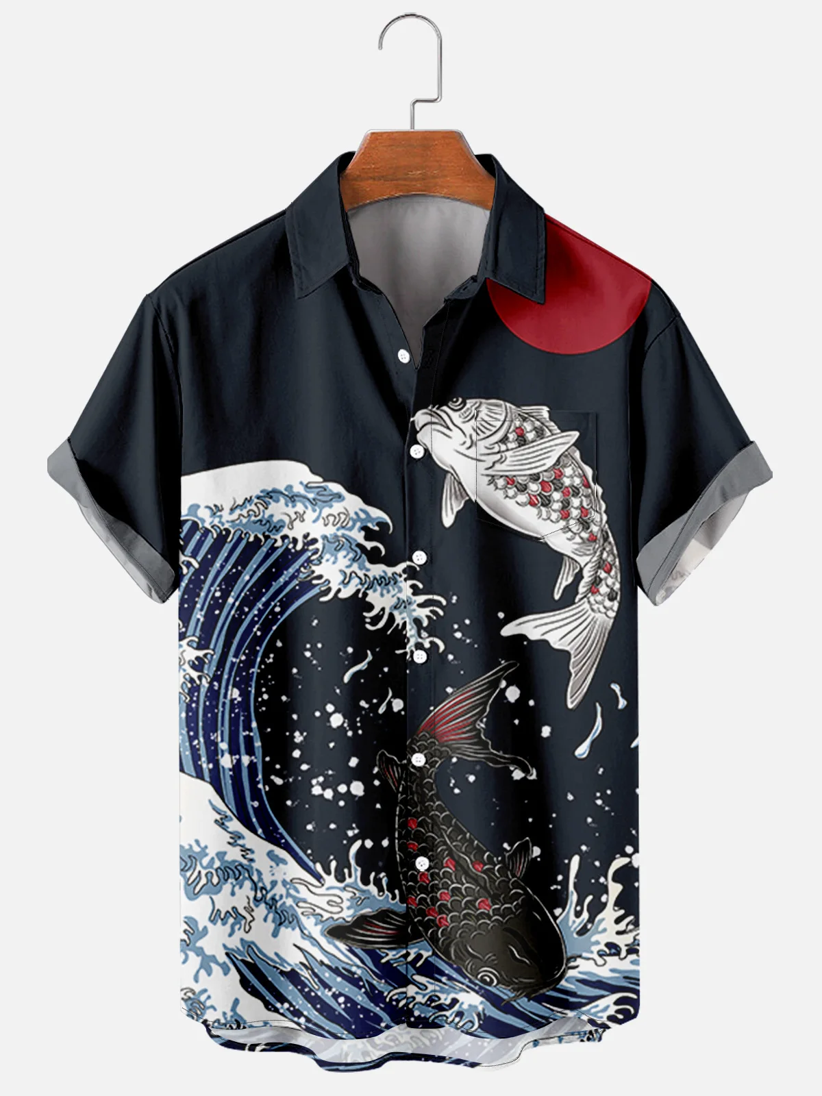 2021 Yeni erkek Rahat Trend Harajuku İlkbahar / Yaz Ekose Gömlek Kısa Kollu Göğüs Cebi Tasarım Moda Baskı Düğmesi 013