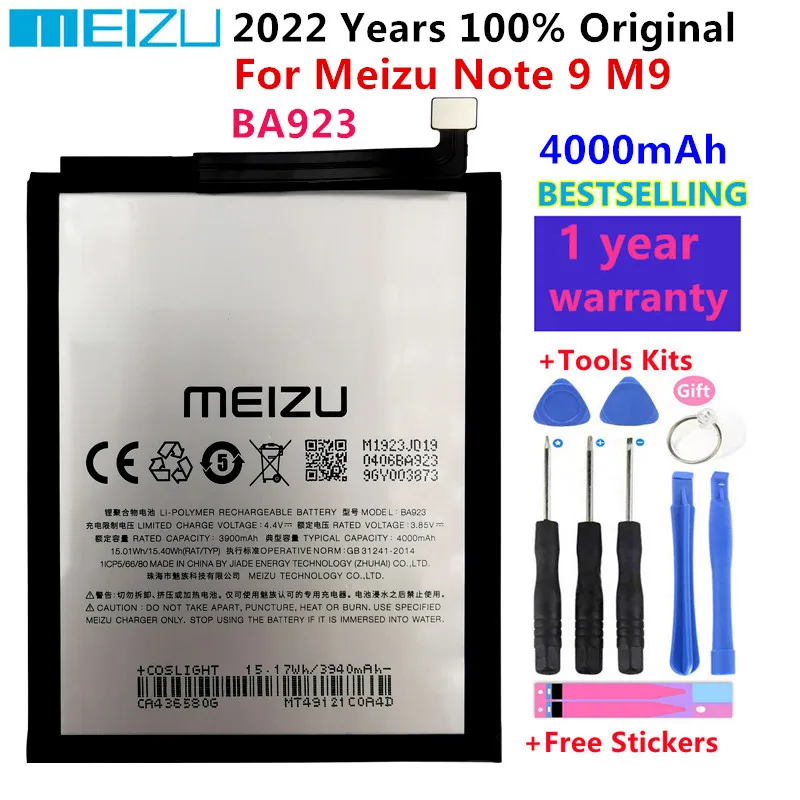 2022 100 % Orijinal Yeni Meizu Not 9 M9 M923H Smartphone BA923 4000mAh Yüksek Kaliteli Pil Piller Bateria