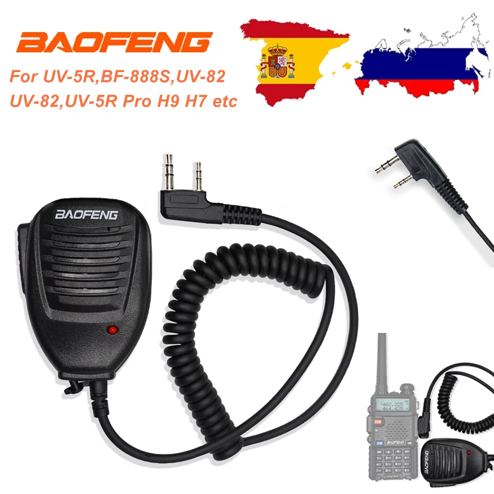 2022 Baofeng Walkie Talkie Hoparlör Mikrofon Mikrofon PTT Taşınabilir İki Yönlü Telsiz için UV - 5R UV-82 BF - 888S UV-5RPro H9 H7 Amatör Radyo