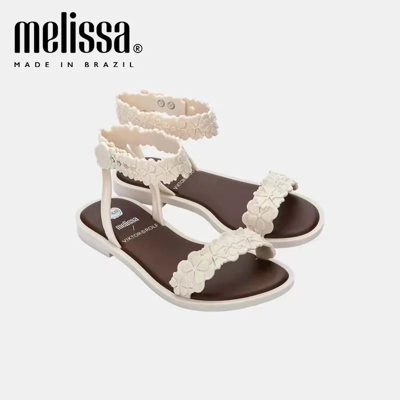 2022 Yaz Yeni kadın Jöle Sandalet Melissa Düz Çiçek Bayan Sandalet Yetişkin Yumuşak Alt PVC plaj ayakkabısı Kadın