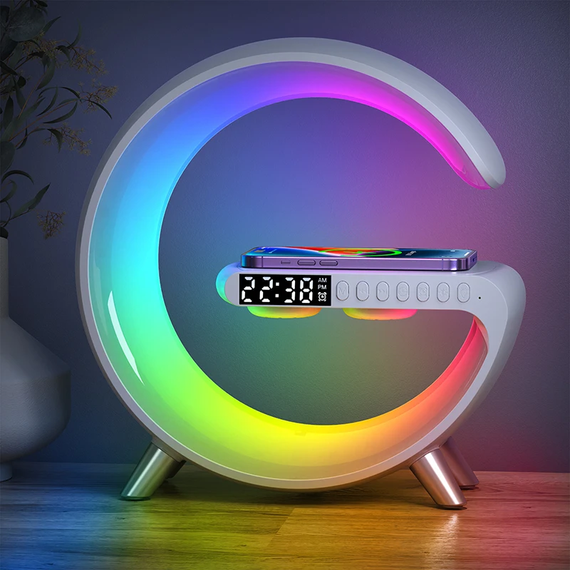2022 Yeni akıllı çalar saat Yaratıcı Kablosuz Şarj Masaüstü Gündoğumu atmosfer ışığı dijital alarmlı saat Saat Yatak Odası İçin N25