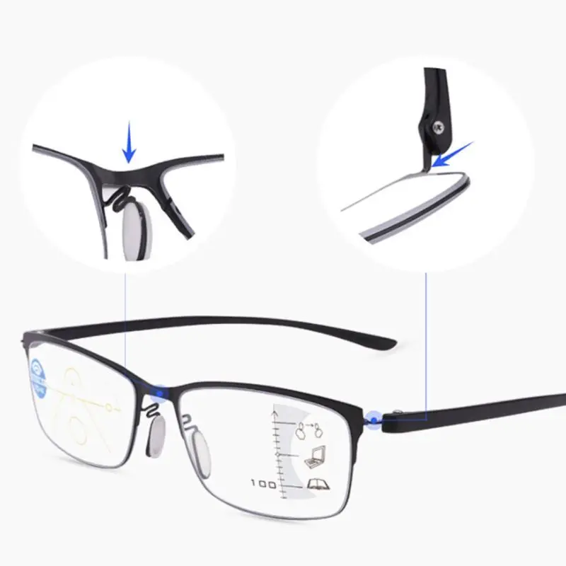 2022 Yeni İlerici Çok Odaklı okuma gözlüğü Erkekler Kadınlar İçin Alaşım Anti-Mavi Presbiyopik Gözlük