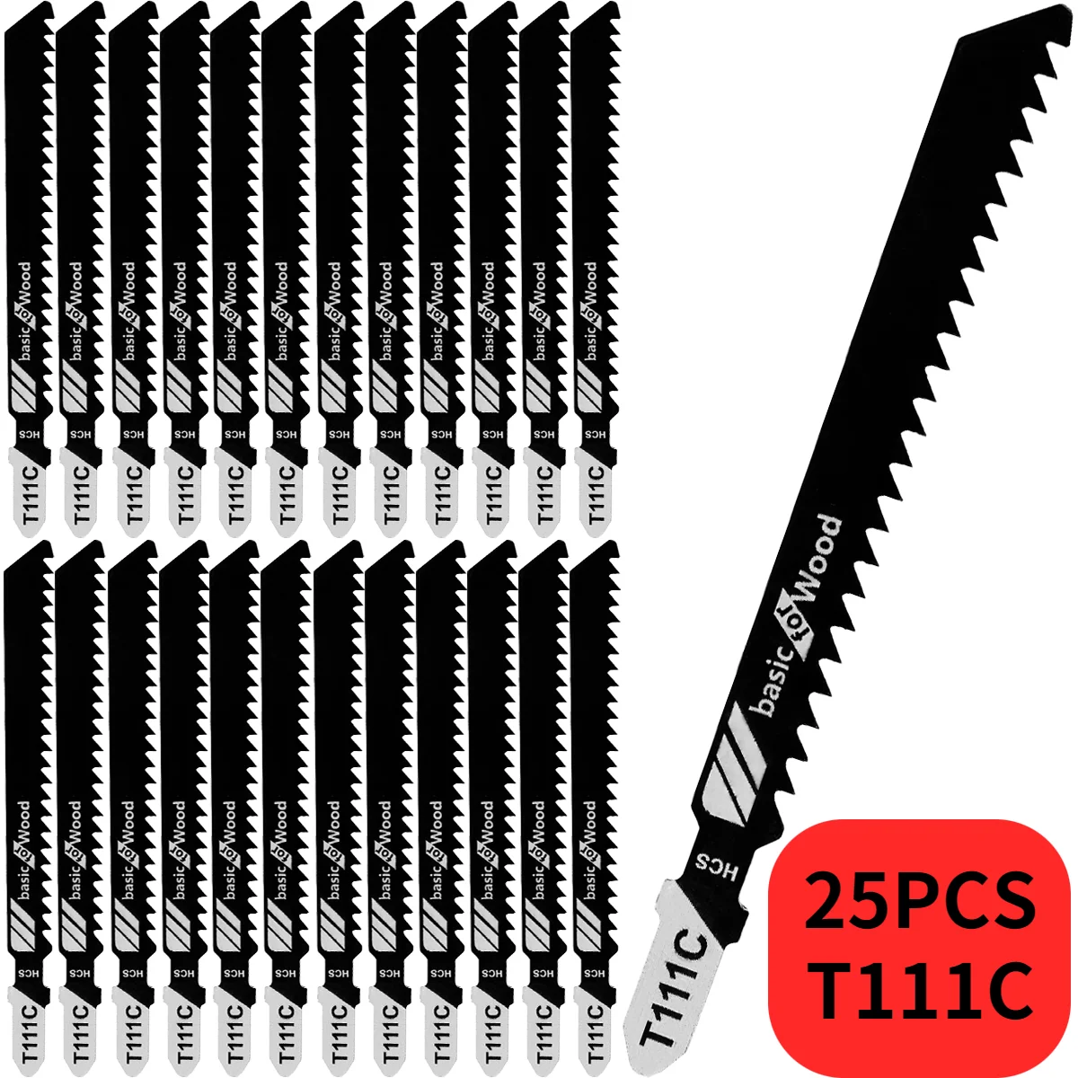 25 Adet Jig Testere Bıçağı Seti HCS Testere Bıçakları T-shank Hızlı Kesim Jigsaw Bıçak Jig Testere Kesici Aksesuarları T101AO / T101B / T111C / T101BR