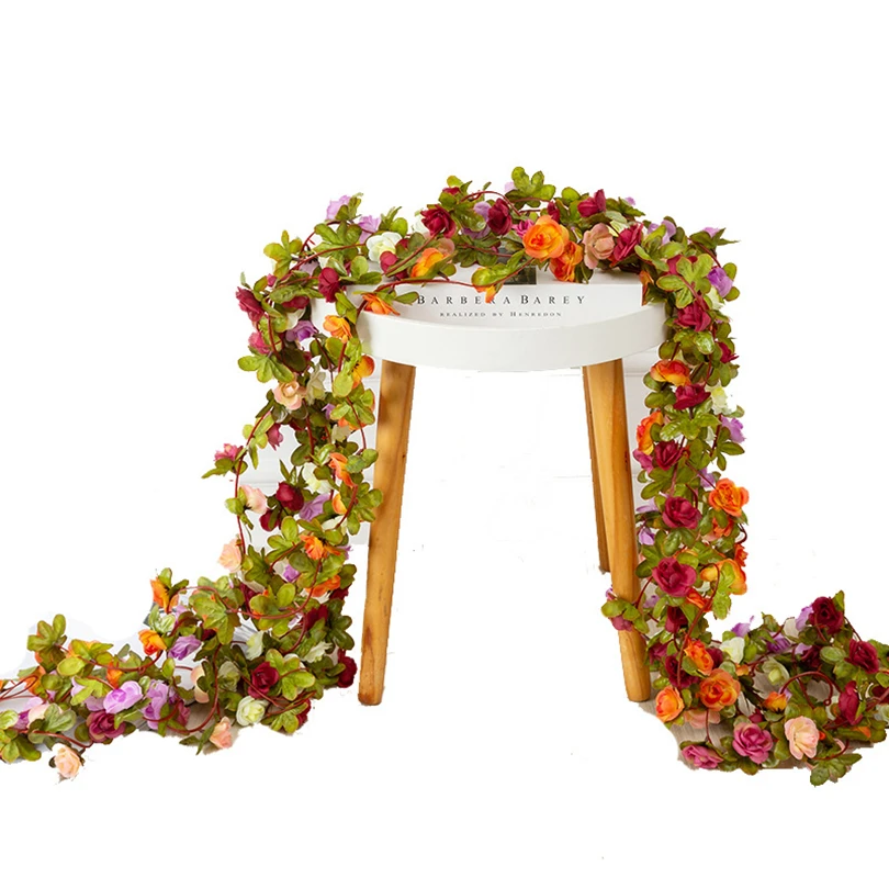 250Cm Gül yapay çiçekler Noel düğün çelengi Ev Odası Dekorasyon Scrapbooking Sonbahar Bahçe Dıy Sahte Bitkiler Asma