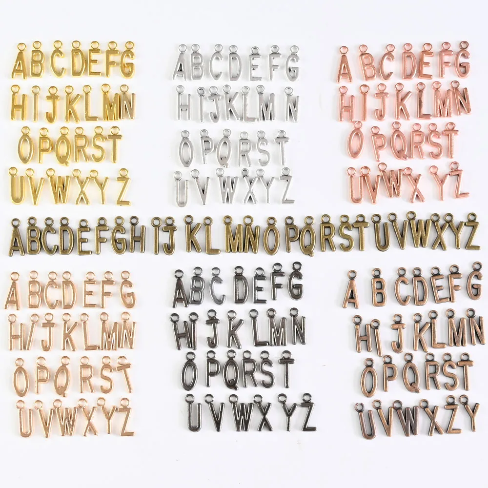 26 Adet Dangle Tırnak Takılar Alaşım Mektup Alfabe Taklidi Tırnak Piercing Takılar tırnak mücevheri Çemberler Dekorasyon
