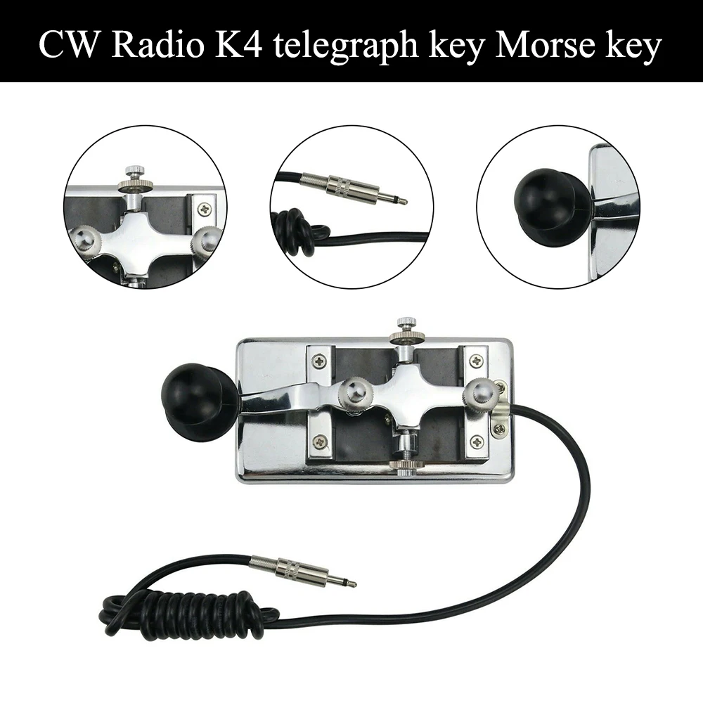 3.5 mm Paslanmaz Çelik K4 Morse Anahtarı Seti Fiş Manuel Telgraf Morse Anahtarı Kullanışlı CW Morse Keyer Kısa Dalga CW Radyo
