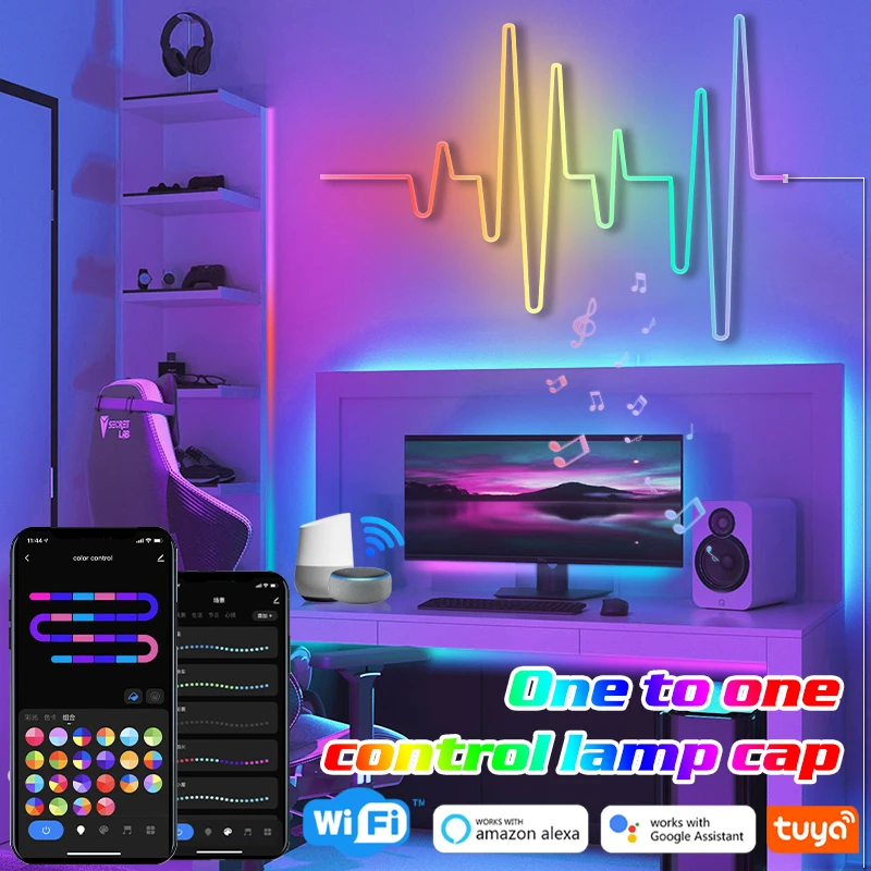 3/5M Graffiti WiFi RGBIC LED Neon Şerit Bluetooth APP Uzaktan Kumanda Fantezi Müzik Ritim TV arkaplan ışığı Oyun Yatak Odası Dekorasyon