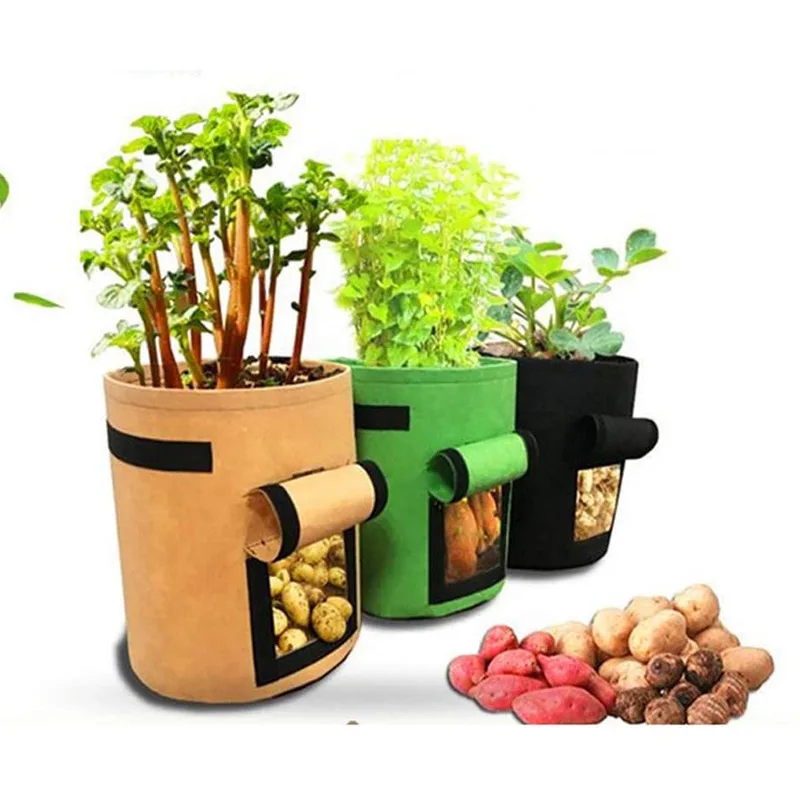 3 boyutu Bitki Büyümek Çanta ev bahçe Patates pot sera Sebze Büyüyen Çanta Nemlendirici jardin Dikey Bahçe Çantası fide