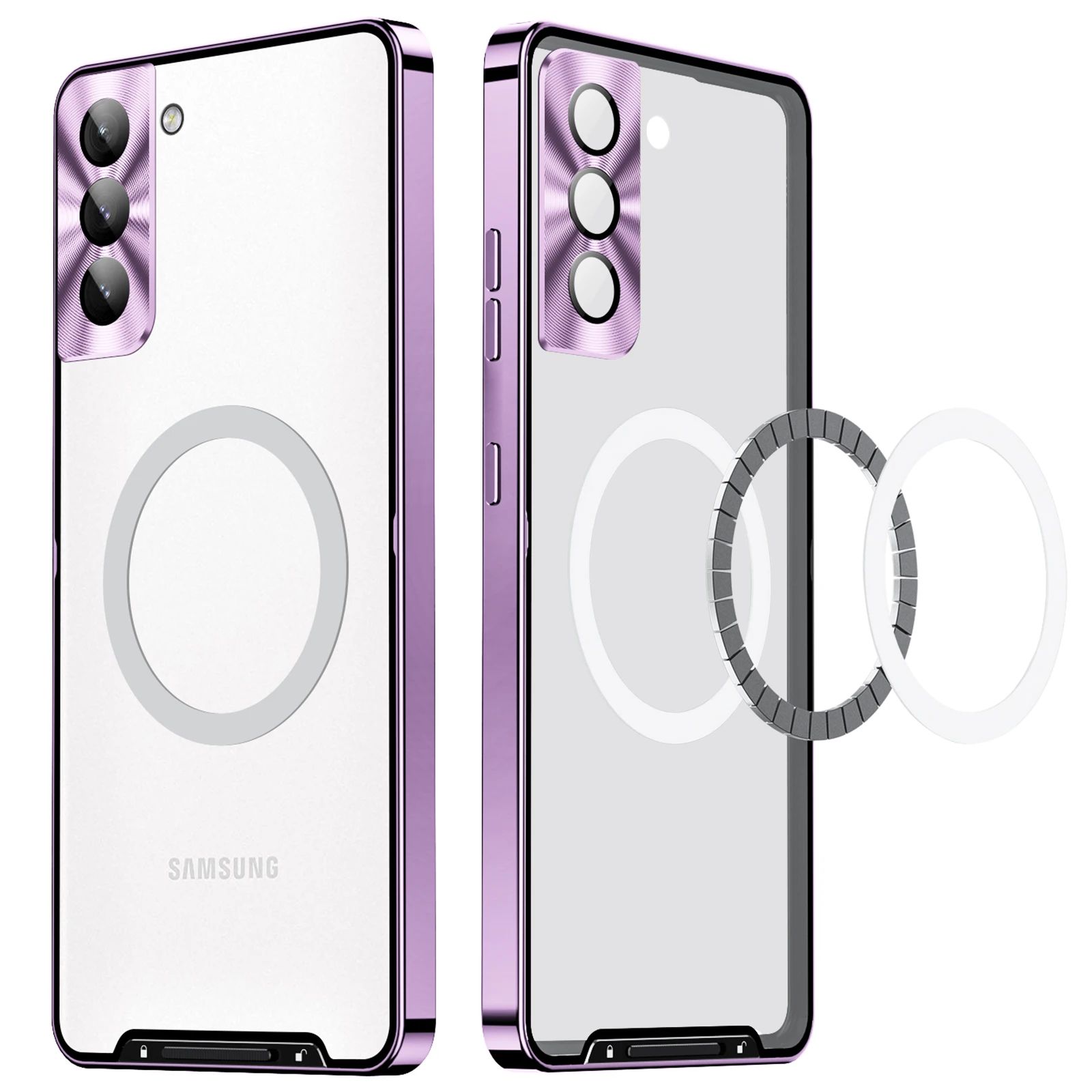 360 derece her şey dahil metal Manyetik Magsafe Kablosuz Şarj Kılıf Samsung Galaxy S22 S21 S20 Artı Ultra Note20Ultra Kapak