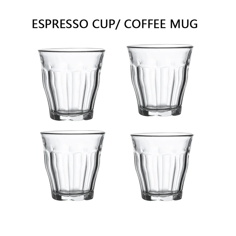 4 Adet Espresso Çizgili Dikey 3.16 Oz cam kupa espresso fincanı Oz Fincan Degrade Ölçüm Fincan espresso fincanı