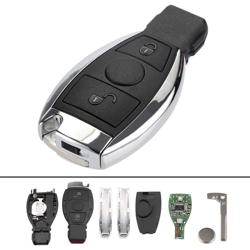 434MHz 2 Düğmeler Uzaktan Araba Anahtarı Fob NEC ve BGA Anahtar Kabuk Değiştirme Durumda Anahtarsız giriş Kesilmemiş Flip Mercedes BENZ 2000+için