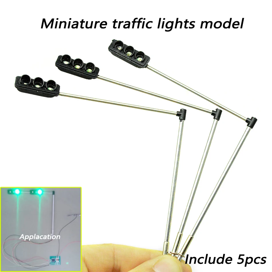 5 adet Mimari ölçekli Mini Hafif Metal trafik sinyal ışığı Ölçekli Model LED Tren Demiryolu Minyatür Demiryolu Sinyalleri