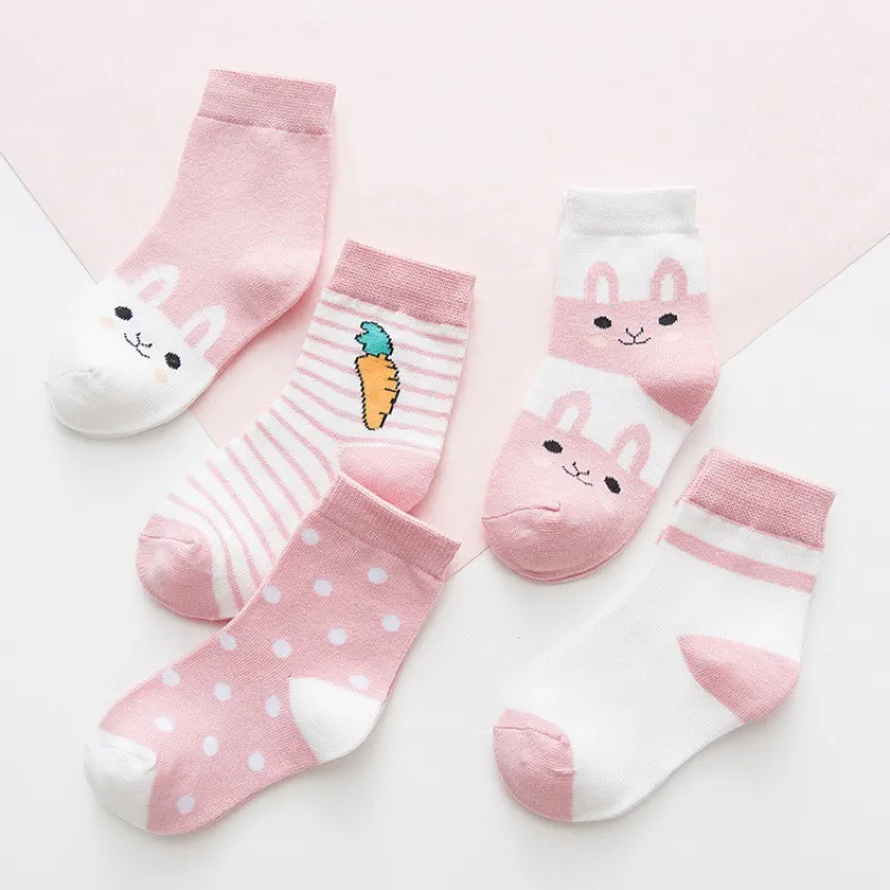 5 Çift/grup Çocuk Çorap Pamuk Erkek Kız Bebek Bebek Sevimli Karikatür Yumuşak Sıcak Şerit Moda Sonbahar Kış Çocuklar İçin spor çoraplar