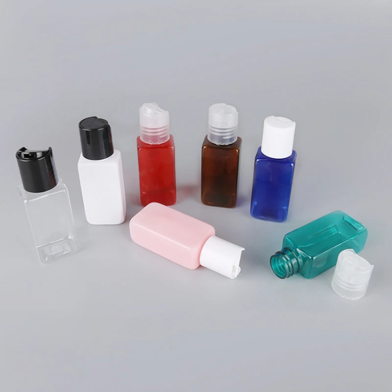 50 adet 30ml Boş Mini Plastik Kare şişeler basın kapağı ( Disk üst kapağı), şampuan Sıvı sabun Duş Jeli Kozmetik Ambalaj