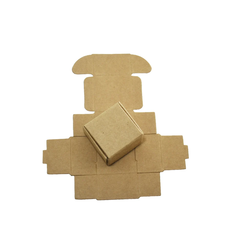 50 Adet Mini Kraft kağit kutu Parti Hediye Küpe Yüzük Dekorasyon Paketi Küçük Karton Kutular Perakende Katlanabilir Kahverengi Karton Kutu