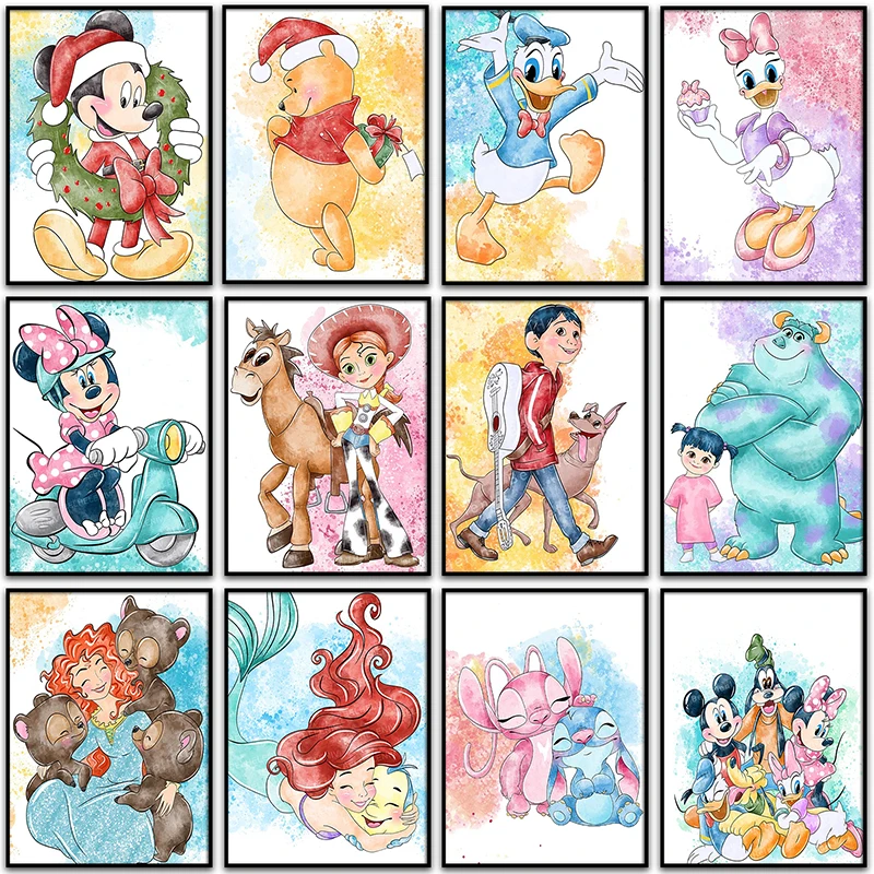 5D DİY Elmas Boyama Disney noel hediyesi Mickey Mouse Winnie the Pooh Tam Kare ve Yuvarlak mozaik nakış Çapraz dikiş Sanat