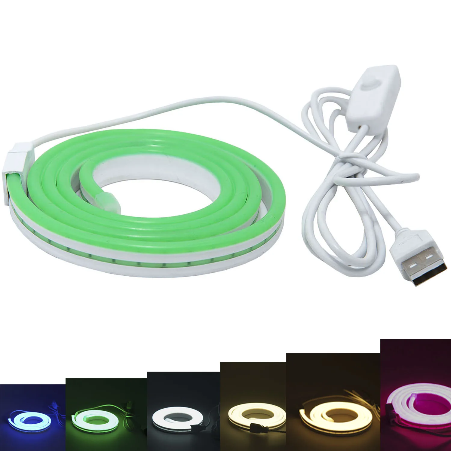 5V USB Neon Şerit IP67 Su Geçirmez DIY 1Leds 1Cut Ev Dekor Kırmızı Mavi Pembe Beyaz Buz Mavisi 120leds / m 2835 esnek LED şerit lamba