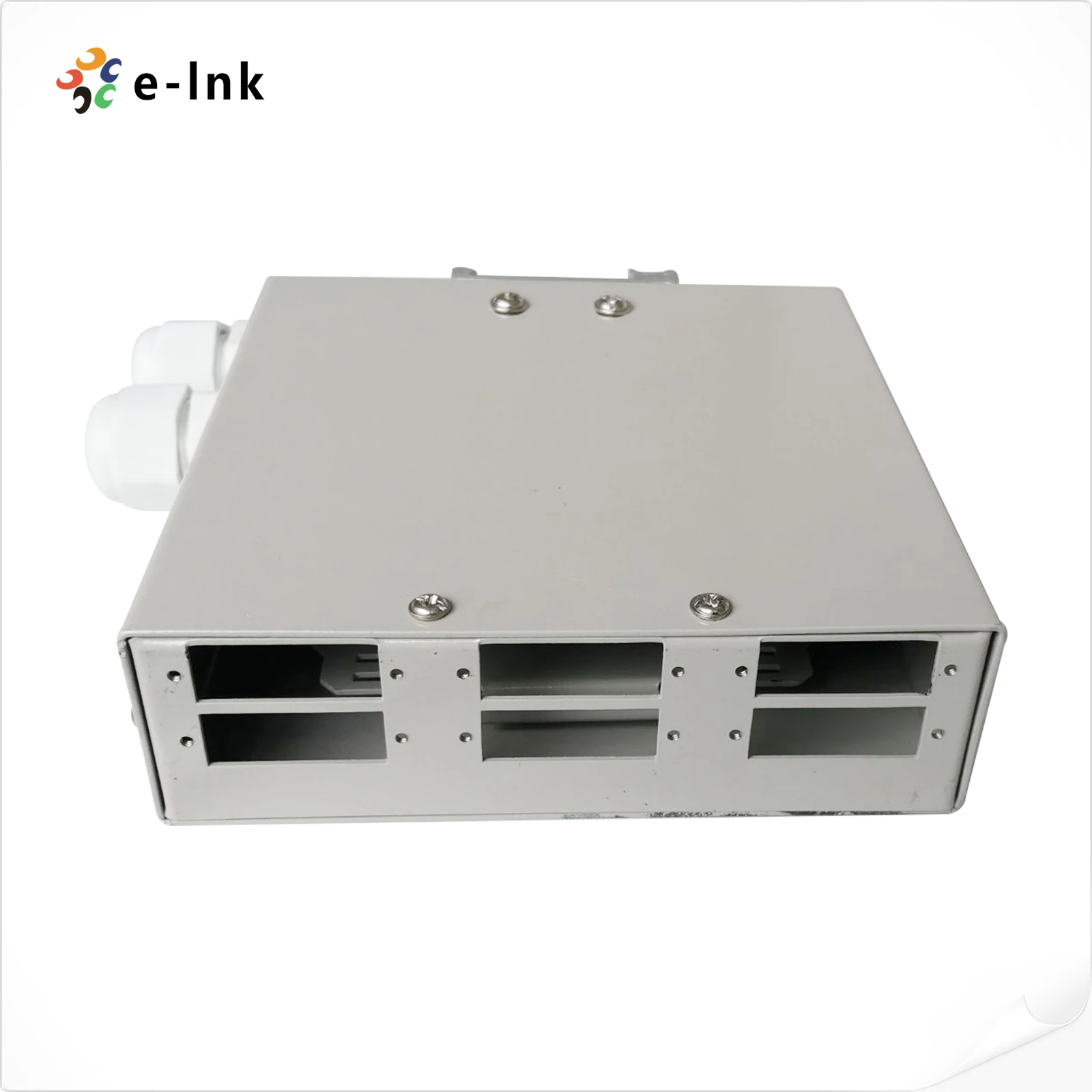 6 Port DIN Ray Montajlı Fiber Ekleme Kutusu 2 kablo Girişi, SC/ST/FC/LC Adaptörü için 6 Yuvalı Fiber Terminal Kutusu tek modlu