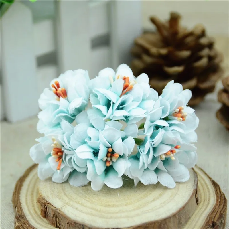 60 adet Mini İpek Degrade Ercik yapay çiçek düğün buketi Dekorasyon DIY Hediye Çelenk Zanaat Scrapbooking Sahte Çiçek