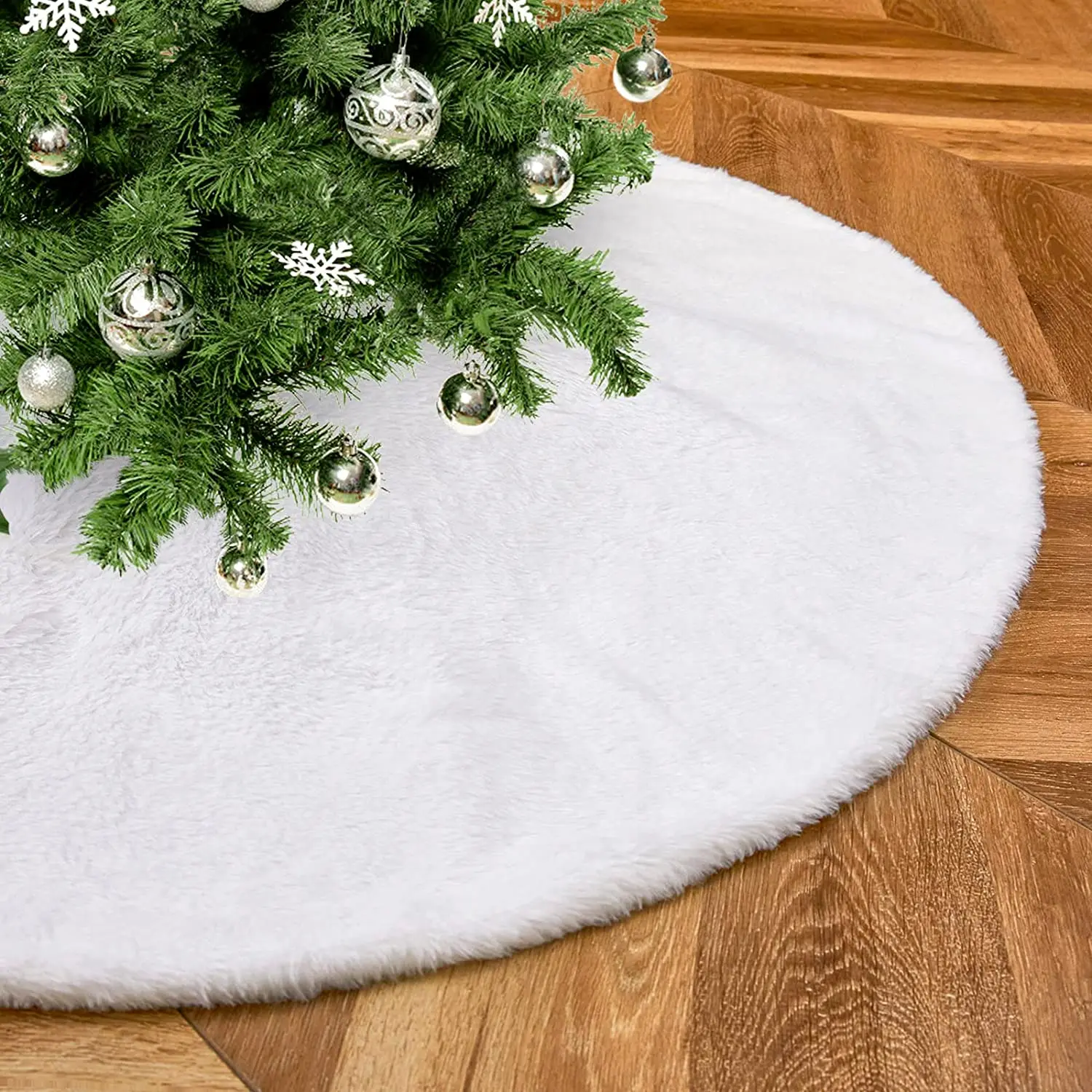 65/100/110cm Yılbaşı Ağacı Etek Noel Hediyesi Beyaz Taklit Kürk Ağacı Etek Tatil Parti Töreni Yılbaşı Ağacı Süsleri