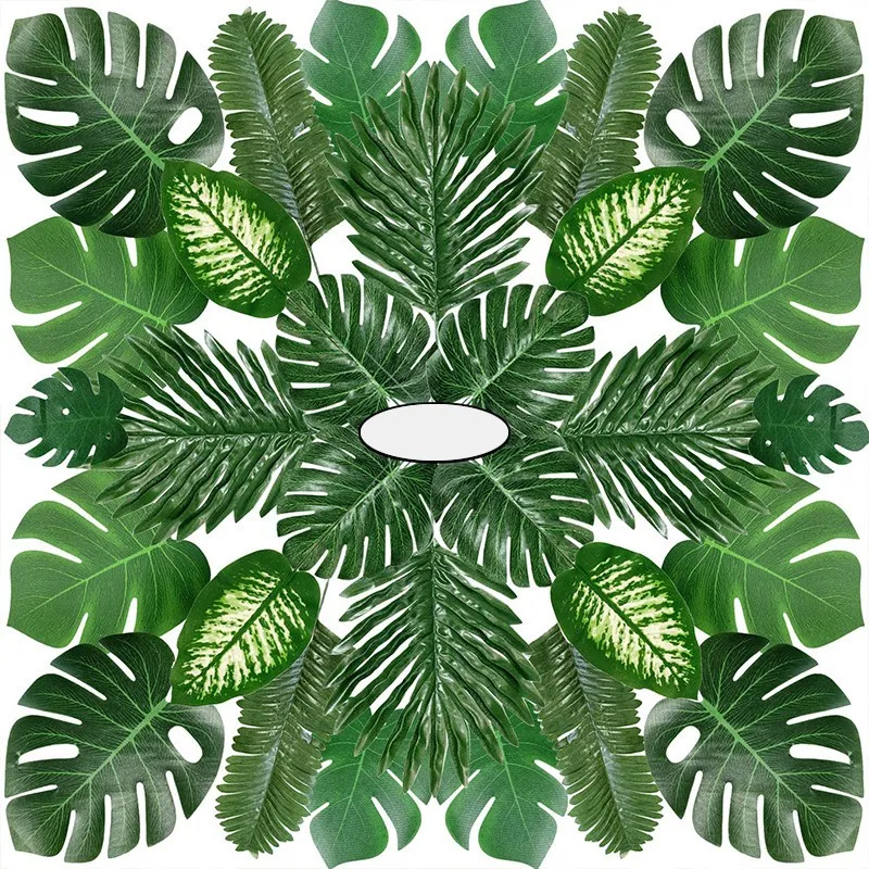 68 Adet 8 Çeşit Tropikal Parti Süslemeleri Orman Monstera Yaprakları, Yapay palmiye yaprakları ile Sahte Kök