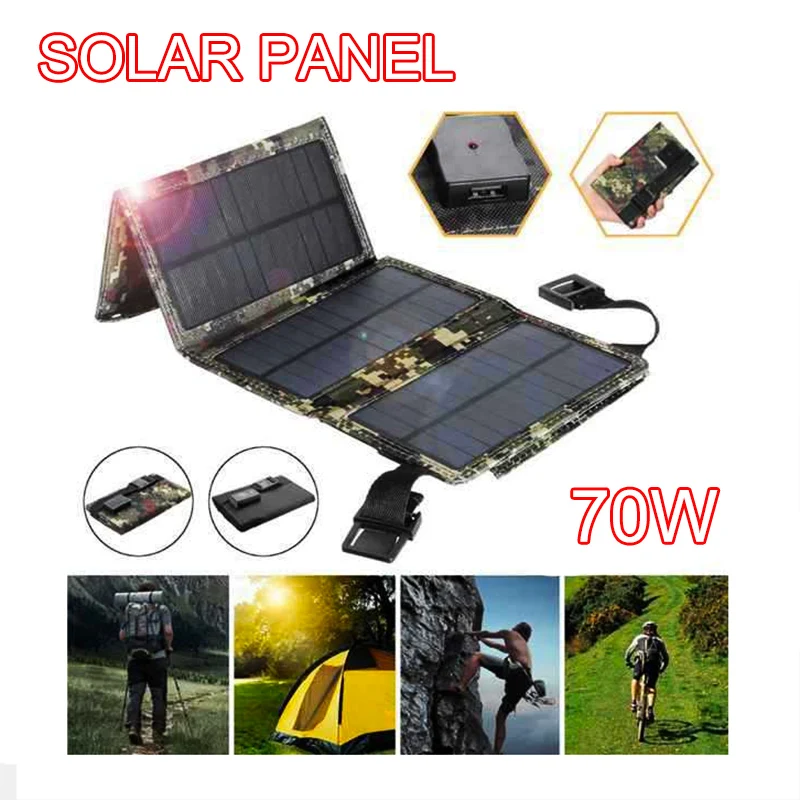 70 W Açık Sunpower Katlanabilir SolarPanels Hücreleri 5 V USB Taşınabilir Güneş Smartphone Pil forTraveling Kamp Yürüyüş 10/70 W