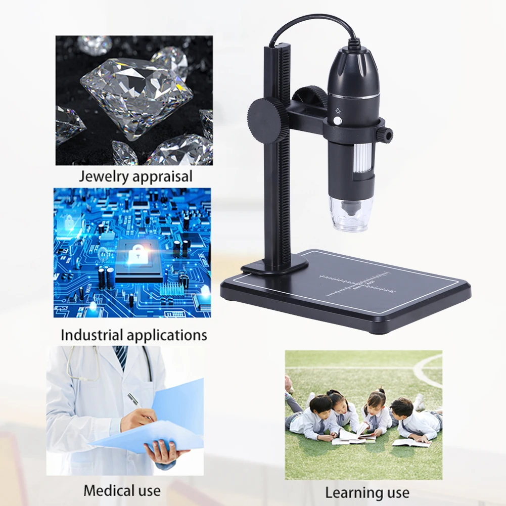 8 Led Dijital Mikroskop Lehimleme için USB Elektronik Mikroskop Cep Telefonu Tamir için LED Büyüteç Kamera Kaldırma Standı ile
