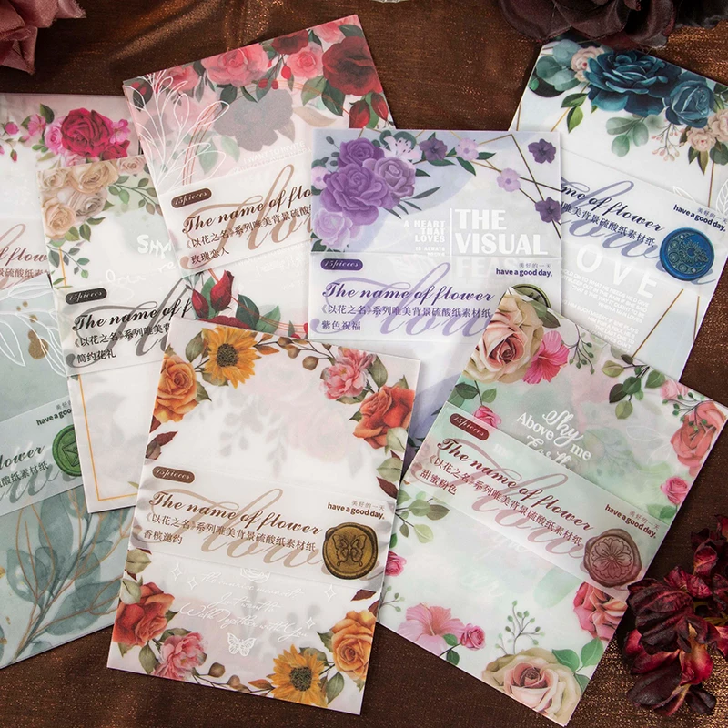 8 packs/LOT adına çiçekler serisi retro basit kağıt mesaj memo pad