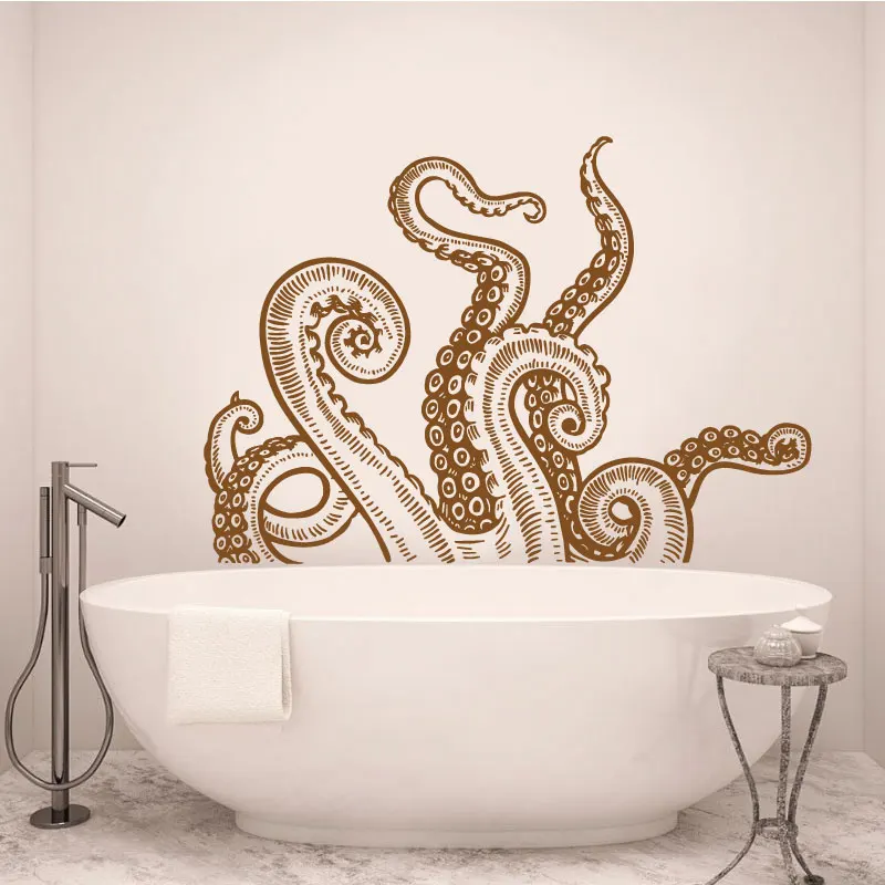 Ahtapot Tentacle Duvar Sticker Kraken Banyo Okyanus Crusu Hayvan Biyo Banyo Tuvalet Ev Yatak Odası Dekorasyon Vinil Çıkartması X4