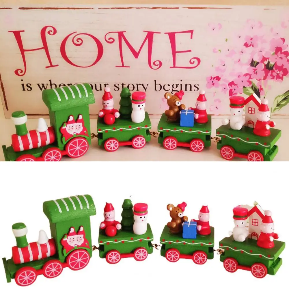 Ahşap Noel Tren 4 Parça Mini Noel Baba Vagon Dekoratif Küçük Tren Oyuncak Çocuk Oyuncakları Hediyeler noel ev dekorasyonu