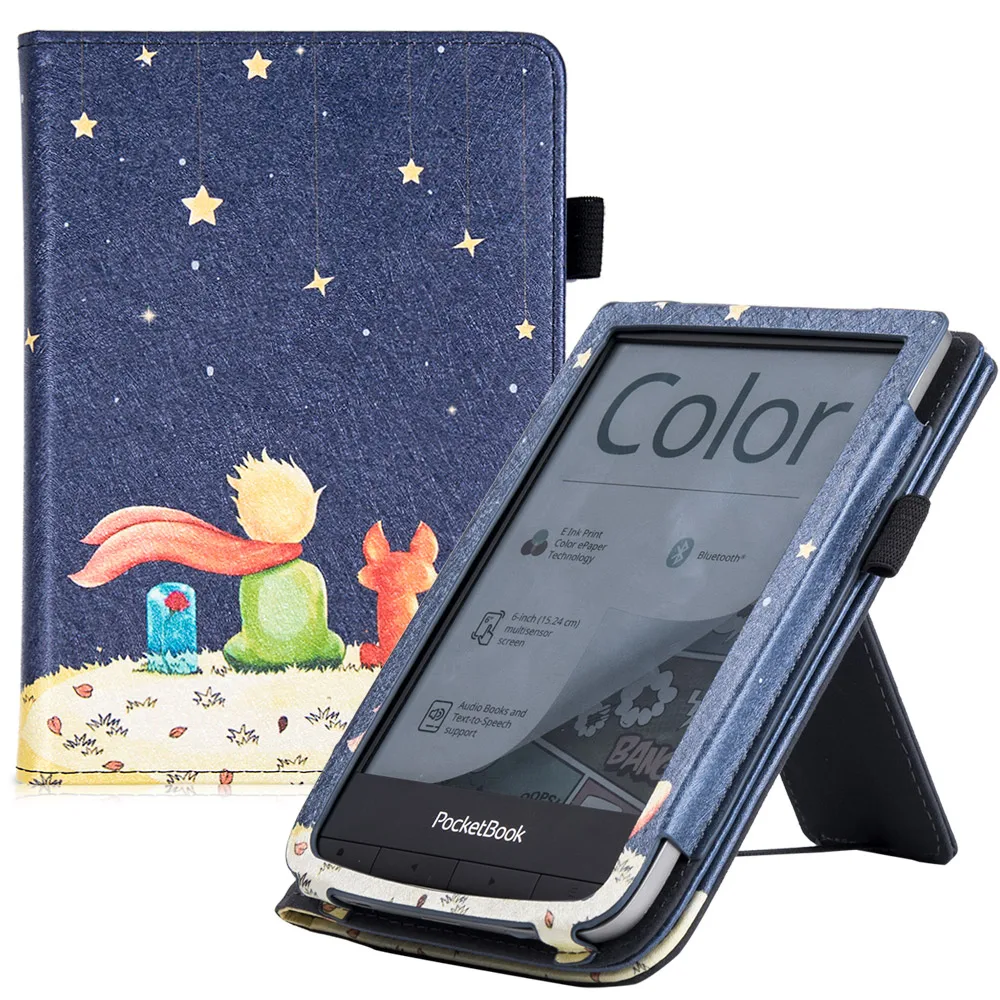 AROITA PocketBook 633 Renk / PocketBook 632 Artı / PocketBook 632 Aqua e-okuyucular - Standı / El Kayışı / Otomatik Uyku / Wake