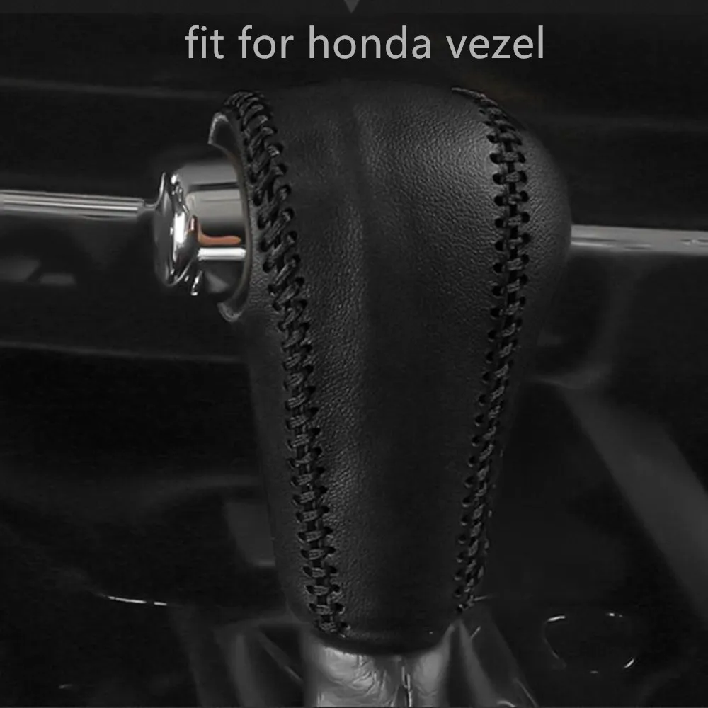 AT Araba Vites Kafa Shift Yaka Honda Vezel HRV için HR-V 2014-2020 Deri Vites Topuzu koruma kapağı Aksesuarları