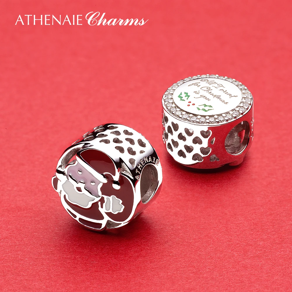 ATHENAIE Noel noel hediyesi 925 Ayar Gümüş Karışık Emaye Charms Boncuk dıy bilezik Koleksiyonu Takı